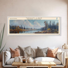 Load image into Gallery viewer, Trout Lake Canada Northwest Territories Panoramic Wall Art, Framed Canvas Print, Lake House Decor, Travel Poster, Beautiful Lake Scene, Home Decor
