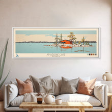 Carregar imagem no visualizador da galeria, Amadjuak Lake Nunavut Framed Canvas Print, Panoramic Travel Poster, Pop Art, Midcentury Modern Wall Art, Lake House Art
