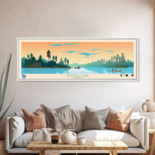Carregar imagem no visualizador da galeria, Apopka Lake Florida Framed Canvas Print, Panoramic Travel Poster, Midcentury Modern Wall Art, Pop Art, Nature Living Room Art

