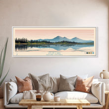 Carregar imagem no visualizador da galeria, Atlin Lake British Columbia Framed Canvas Print, Panoramic Travel Poster, Midcentury Modern Wall Art, Pop Art, Bedroom Decor
