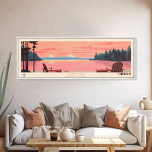 Carregar imagem no visualizador da galeria, Badin Lake North Carolina Framed Canvas Print, Panoramic Wall Art, Midcentury Modern, Pop Art, Travel Poster, Scenic Bedroom Art
