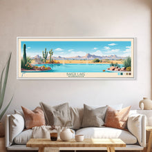 Carregar imagem no visualizador da galeria, Baker Lake Washington Framed Canvas Print, Panoramic Travel Poster, Midcentury Modern Wall Art, Pop Art, Nature Living Room Art
