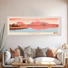 Load image into Gallery viewer, Bartlett Lake Arizona Framed Canvas Print, Panoramic Wall Art, Midcentury Modern, Pop Art, Travel Poster, Scenic Bedroom Art
