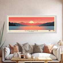 Load image into Gallery viewer, Boysen Reservoir Wyoming Framed Canvas Print, Panoramic Travel Poster, Midcentury Modern Wall Art, Pop Art, Nature Bedroom Decor, Scenic Lake House Art
