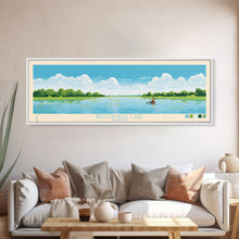 Carregar imagem no visualizador da galeria, Brookville Lake Indiana Framed Canvas Print, Midcentury Modern Panoramic Wall Art, Living Room Decor, Pop Art, Travel Poster Art, Nature Painting
