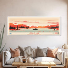 Carregar imagem no visualizador da galeria, Buffalo Lake Northwest Territories Framed Canvas Print, Pop Art Panoramic Travel Poster, Midcentury Modern, Wall Art, Scenic Nature Painting, Bedroom Decor
