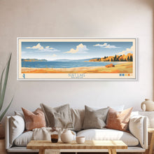 Carregar imagem no visualizador da galeria, Burt Lake Michigan Framed Canvas Print, Pop Art Panoramic Travel Poster, Midcentury Modern, Wall Art, Scenic Nature Painting, Bedroom Decor
