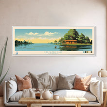 Carregar imagem no visualizador da galeria, Calcasieu Lake Louisianna Framed Canvas Print, Pop Art Panoramic Travel Poster, Midcentury Modern, Wall Art, Scenic Nature Painting, Bedroom Decor
