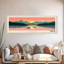 Carregar imagem no visualizador da galeria, Canadice Lake New York Framed Canvas Print, Pop Art Panoramic Travel Poster, Midcentury Modern, Wall Art, Scenic Nature Painting, Bedroom Decor
