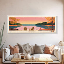 Load image into Gallery viewer, Deal Lake New Jersey Framed Canvas Print, Midcentury Modern Panoramic Wall Art, Living Room Decor, Pop Art, Travel Poster Art, Scenic Nature Painting
