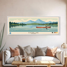 Load image into Gallery viewer, Echoing Lake Ontario Framed Canvas Print, Panoramic Art, Midcentury Modern, Pop Art, Bedroom Decor, Travel Poster, Lake View
