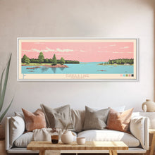 Carregar imagem no visualizador da galeria, Eufaula Lake Oklahoma Framed Canvas Print, Panoramic Art, Midcentury Modern, Pop Art, Living Room Wall Art, Travel Poster, Nature Art
