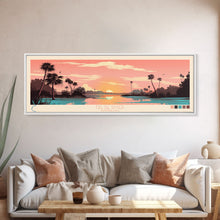 Carregar imagem no visualizador da galeria, False River Louisiana Framed Canvas Print, Panoramic Wall Art, Midcentury Modern, Pop Art, Bedroom Decor, Travel Poster, Lake View, Artistic Decor
