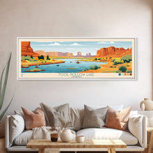 Carregar imagem no visualizador da galeria, Fool Hollow Lake Arizona Framed Canvas Print, Panoramic Art, Midcentury Modern, Pop Art, Living Room Decor, Travel Poster, Lake Painting, Wall Art
