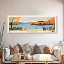 Load image into Gallery viewer, Gardner Lake Connecticut Framed Canvas Print, Panoramic Wall Art, Midcentury Modern, Pop Art, Bedroom Decor, Travel Poster, Lake View, Artistic Decor
