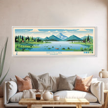 Load image into Gallery viewer, Griffith Lake Vermont Framed Canvas Print, Panoramic Wall Art, Midcentury Modern, Pop Art, Living Room Wall Art, Travel Poster, Lake View, Nature Art
