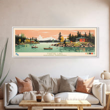 Load image into Gallery viewer, Martre Lake, Northwest Territories Panoramic Wall Art Framed Canvas Print, Midcentury Modern, Pop Art, Home Decor, Travel Poster, Living Room Art
