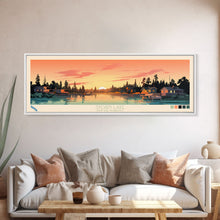 Load image into Gallery viewer, Sylvan Lake, South Dakota Framed Canvas Print, Lake House Art, Midcentury Modern Decor, Pop Art, Travel Poster, Living Room Wall Art
