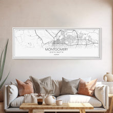 Load image into Gallery viewer, Panoramic Montgomery City Map, Alabama Art, Map Print, Minimalist Wall Art, Canvas Art, Housewarming Gift, Street Map Art, Closing Gift
