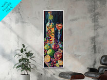 Load image into Gallery viewer, Still Life Bar Art Print Framed on Canvas, Vertical Framed Kitchen Art, Dark Wall Art, Textured, Cocktail Canvas Wall Art Print, Modern Art
