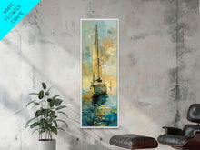 Load image into Gallery viewer, Framed Sailboat Canvas Art Print Framed, Sailboat Painting, Nautical Wall Art for Beach House, Large Wall Art Print for Him, Coastal Art
