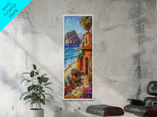 Load image into Gallery viewer, Coastal Printed Canvas Painting Framed, White Framed Wall Art of Hawaii Coast, Housewarming Gift for Her, Tall Narrow Wall Art, Modern Art
