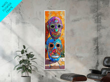 Load image into Gallery viewer, Colorful Tribal Art Painting Framed on Canvas, Spanish Style Canvas Painting, Vertical Framed Art for Living Room, Modern Canvas Art
