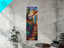 Cargar imagen en el visor de la galería, Contemporary Tuscan Style Oil Painting, Sunset Painting Framed and Printed on Canvas, Spanish Art, Living Room Wall Art Print, Mountain Art
