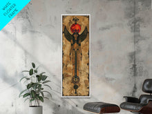 Load image into Gallery viewer, Egyptian Art Depiction of Goddess Isis - Framed Canvas Print, Midcentury Modern Wall Art, Skinny Art, Tall Art, Living Room Decor
