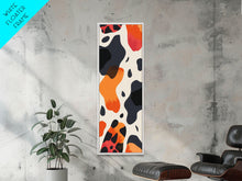Carregar imagem no visualizador da galeria, Abstract Boho Leopard Print Pattern - Framed Canvas Print, Midcentury Modern Skinny Art, Tall Wall Art for Living Room or Bedroom Decor
