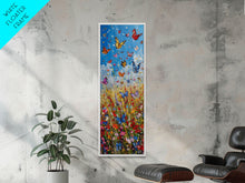 Carregar imagem no visualizador da galeria, Butterflies In The Spring Framed Canvas Print, Wood Framed Art, Living Room Decor, Girl&#39;s Room Gift Idea, Nursery Decor, Minimalist Whimsical Decor

