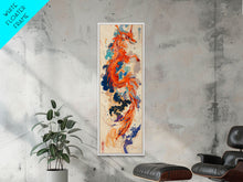 Load image into Gallery viewer, Majestic Red Dragon Soars Skinny Art Tall Art Japanese Ukiyo-e Inspired Mythical Creature Framed Canvas Print
