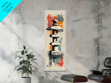 Carregar imagem no visualizador da galeria, Zen Stone Lantern Skinny Art Tall Art Japanese Ukiyo-e Inspired Framed Canvas Wall Art
