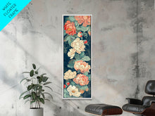 Load image into Gallery viewer, Delicate Peony Blossoms in Soft Pastel Hues on Japanese-Inspired Tall Vertical Canvas Print for Elegant Floral Decor
