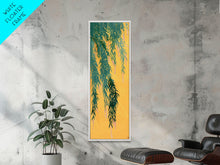 Load image into Gallery viewer, Japanese Skinny Art of Wisteria Hanging Over a Golden Background – Framed Canvas Print
