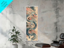 Load image into Gallery viewer, Mythical Japanese Dragon in Swirling Clouds – Skinny Art on Framed Canvas Print
