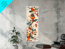 Load image into Gallery viewer, Skinny Art of Persimmon Branch with Delicate White Flowers – Japanese-Inspired Framed Canvas Print
