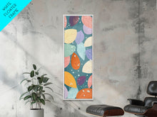 Cargar imagen en el visor de la galería, Floating Leaves in Soft Pastel Colors, Skinny Tall Art with Japanese Influence, Framed Canvas Print in Ukiyo-e Style
