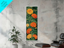 Load image into Gallery viewer, Delicate Pastel Flowers on Tall Stems Framed Canvas Print - Japanese Art Skinny Wall Décor
