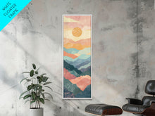 Carregar imagem no visualizador da galeria, Abstract Sunset Over Rolling Hills, Japanese Art-Inspired Tall Framed Canvas Print for Wall Art
