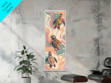 Load image into Gallery viewer, Sea Turtles Marine Life Japanese Style Art On Framed Canvas Print Ukiyo-e Tall Skinny Oceanic Wood Block Wall Decor
