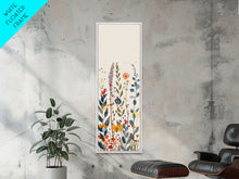 Load image into Gallery viewer, Colorful Wildflowers Whimsical Arrangement Set Against Light Background Tall Framed Canvas Print Brightening Any Space
