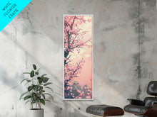 Load image into Gallery viewer, Beautiful Cherry Blossoms Blooming On Tree Branch Against Soft Pastel Background Captured Tall Framed Canvas Print Floral Home Decor
