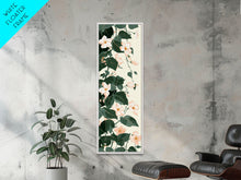 Load image into Gallery viewer, Creamy White Blossoms with Deep Green Leaves Overlapping on a Soft Background Ukiyo-e Art Japanese Framed Canvas Print Skinny Tall Art

