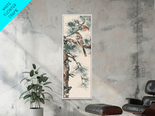 Carregar imagem no visualizador da galeria, Canvas Print Sparrow Perched On Pine Tree Branch, Subtle And Serene Japanese Nature Scene For Tranquil Home Decor, Wall Decoration

