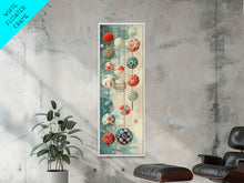 Load image into Gallery viewer, Skinny Art, Japanese Style Art, Hanging Lanterns Wood Block Print Framed Canvas Print Tall Art Ukiyo-e Art
