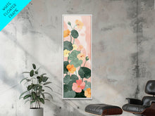 Carregar imagem no visualizador da galeria, Bright And Colorful Nasturtium Flowers Ukiyo-e Style Tall Skinny Wood Block Japanese Art Framed Canvas Print
