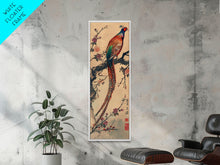 Load image into Gallery viewer, Vibrant Pheasant Perched On Flowering Branch For Traditional Japanese Art Wall Decor Framed Canvas Print
