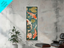 Cargar imagen en el visor de la galería, Graceful Koi Fish Swimming Among Lotus Flowers For Zen-Inspired Wall Art Japanese Style Framed Canvas Print
