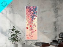 Cargar imagen en el visor de la galería, Cascading Pink Petals In Delicate Canvas, Tall Skinny Framed Wall Art For Feng Shui-Inspired Spaces, Japanese Style Art
